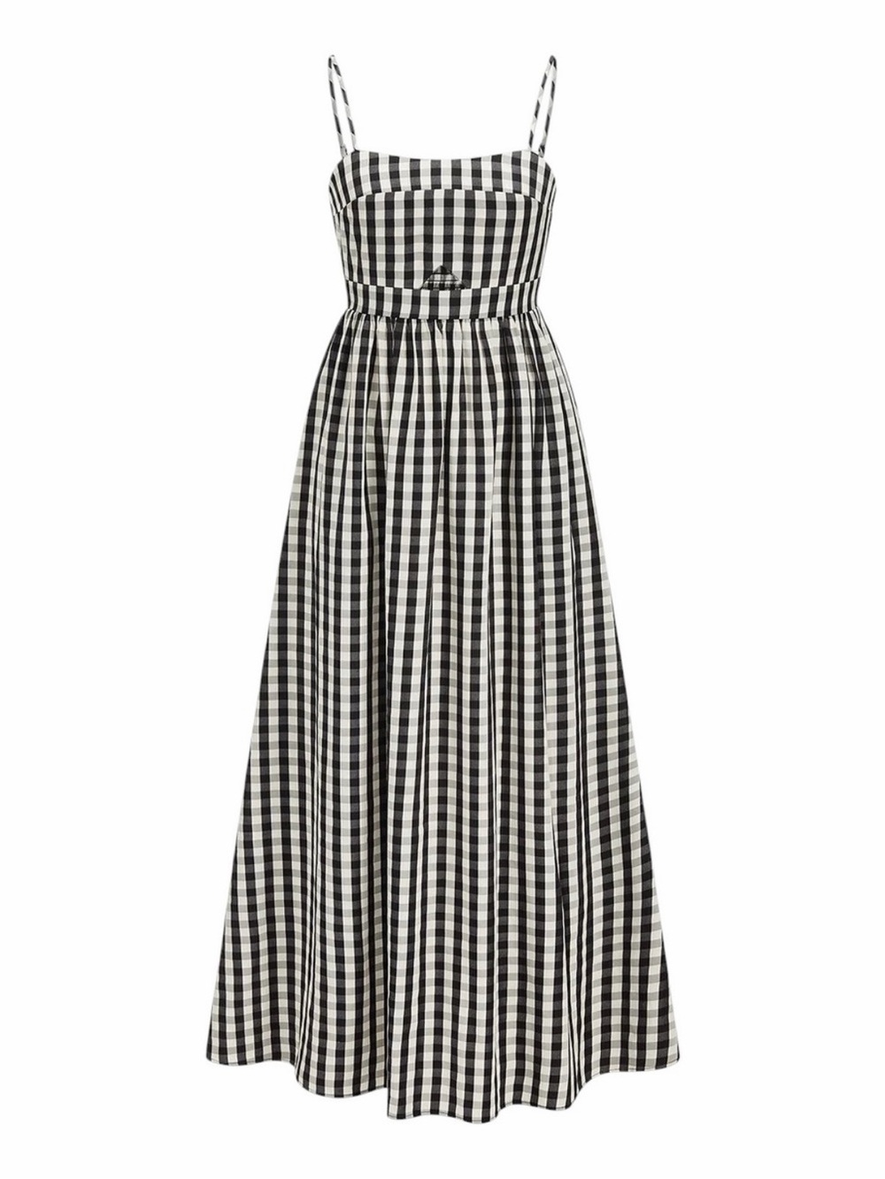 Commense Gingham Cotton Blend Cutout Cami Maxi Dress Black White XS NWT - Picture 2 of 12